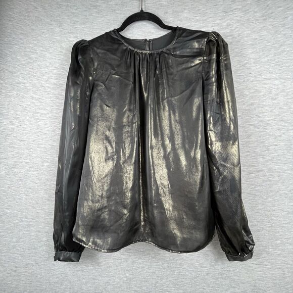 Wayf Josaline Metallic Long Sleeve Blouse Size Medium M Shimmering - Picture 1 of 16
